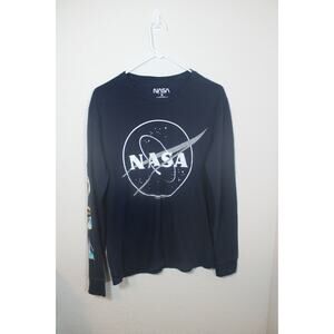 NASA Navy Blue Small Long Sleeve Crew Neck, Cotton T-Shirt, Skylab Space Command